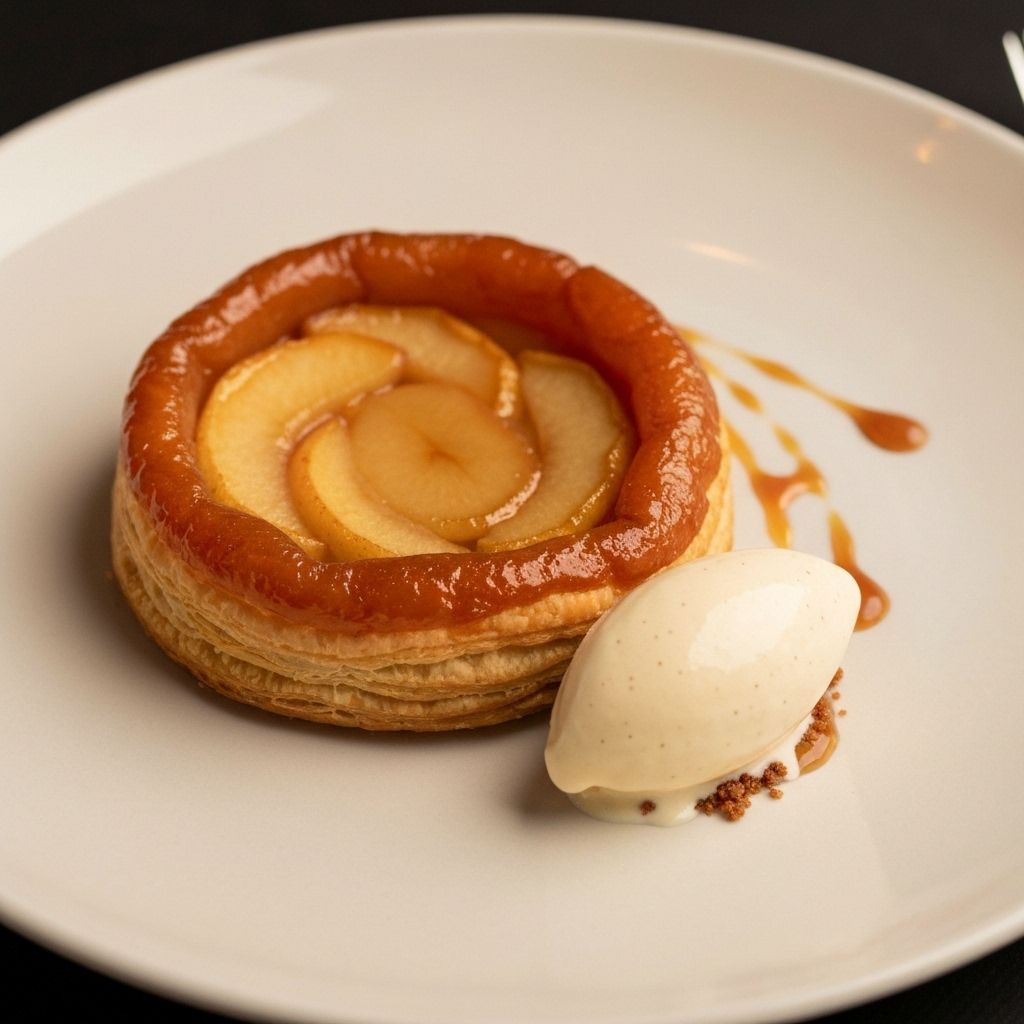 Tarta Tatin de Manzana - Plato gourmet del restaurante Lumière