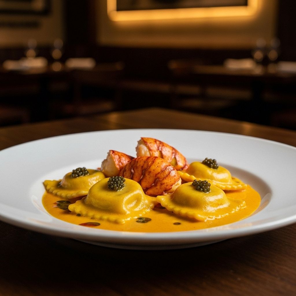 Ravioli de Langosta - Plato gourmet del restaurante Lumière
